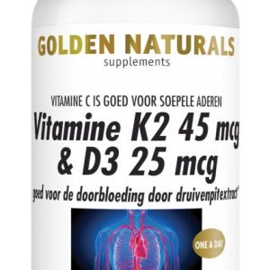 Koop Golden Naturals Vitamine K2 45mcg & D3 25mcg Tabletten