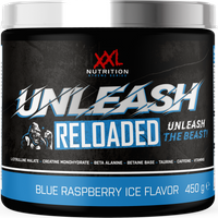Aanbieding XXL Nutrition Unleash Reloaded - Pre Workout Framboos 450 gram