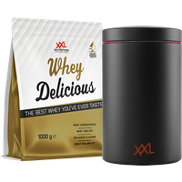 Aanbieding XXL Nutrition Whey Delicious Pouch + Voorraadpot